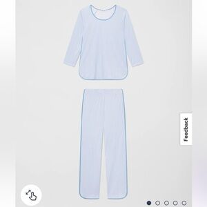 Brooks Brothers x Lake Women's Classic Blue Oxford Stripe Pajama Set Size M